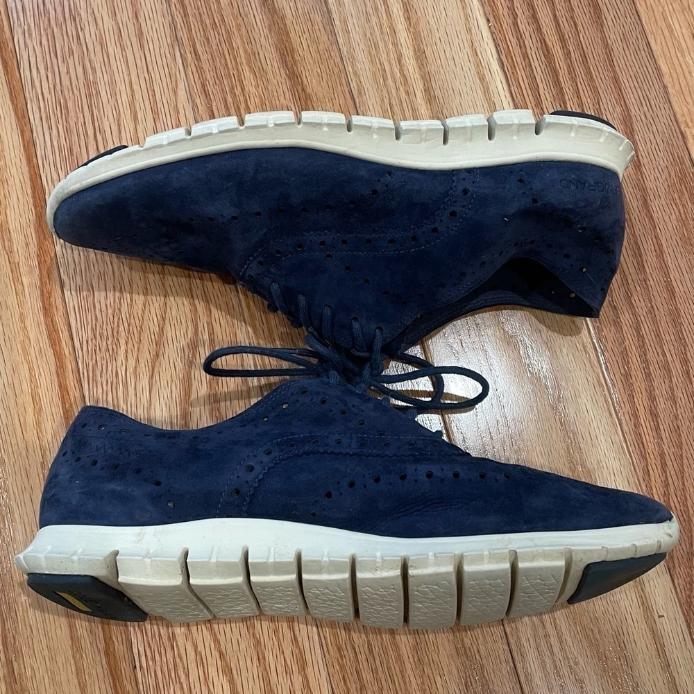 Cole Haan ZeroGrand Wingtip Blue Suede Brogue Oxford Sneaker W00977 Size 8.5